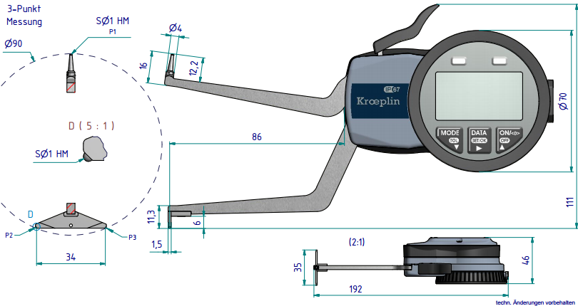 KROEPLIN三点内卡规G270P3